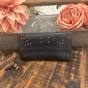 Chloé Paddington Black Leather Studded Women's Wallet w/unbranded chain